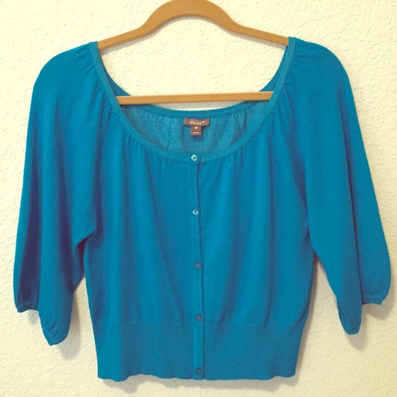 Turquoise cropped cardigan