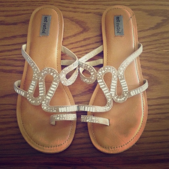 Sparkly nude sandals