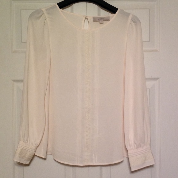 NWOT Long Sleeve LOFT Ivory Lace Blouse
