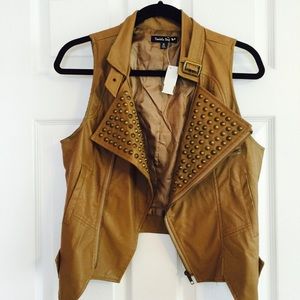 Tan leather vest