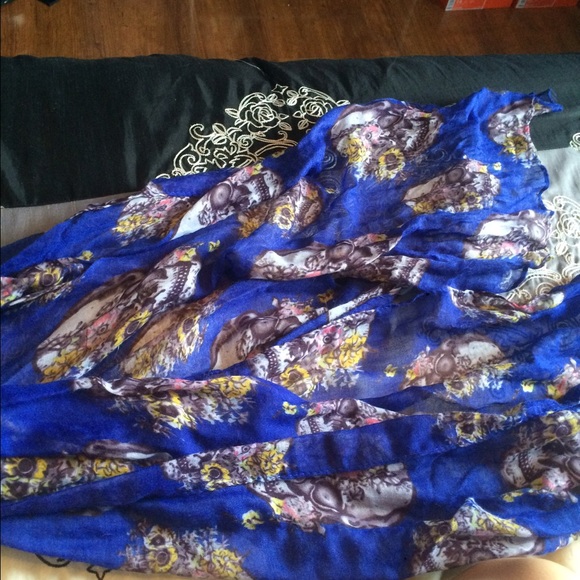 Blue/purple summer graphic scarf - Picture 1 of 2