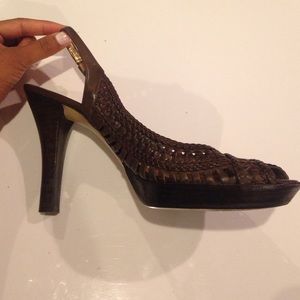 Brown basket weave sandal