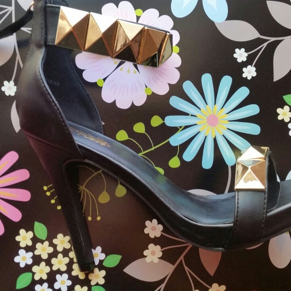 Gold studded Single strap heels