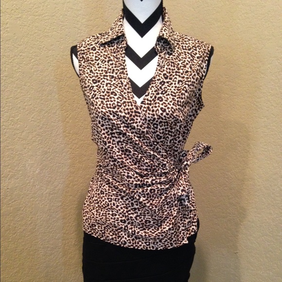 Express animal print wrap blouse