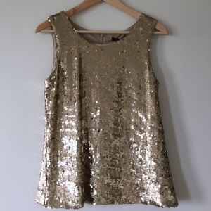 Rachel Zoe gold animal print sequin top.