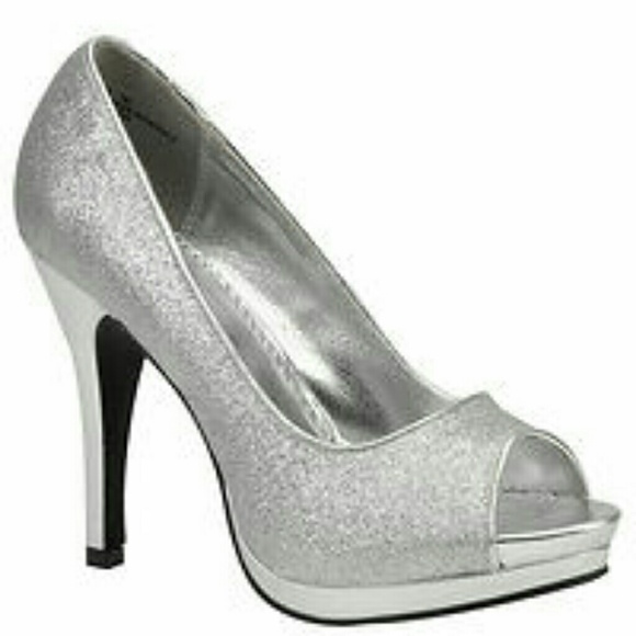 Silver Glitter Heels