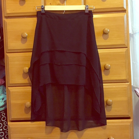 Black high low tiered skirt - Picture 1 of 3