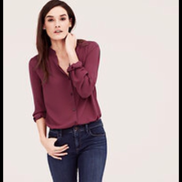 NWOT Loft Petite Shirred Button Down Shirt, SP