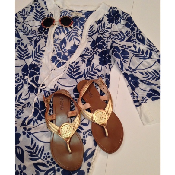 Michael Kors Shoes - Michael by Michael Kors Gold Logo Sandals