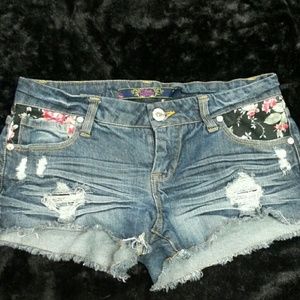 Floral jean shorts