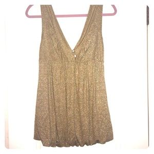 🎈REDUCED🎈Gold/Taupe Vneck bubble blouse