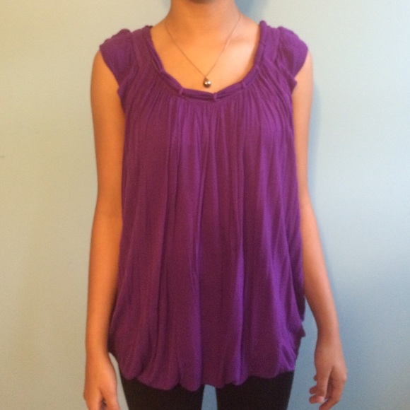 Purple Braided Neck Anthropologie Top