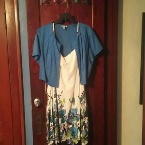 Floral dress with blue topper