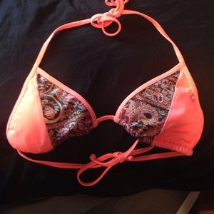 Versache Salmon Orange Split Triangle Bikini Top