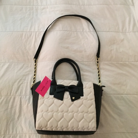 -SOLD- Betsy Johnson BM Winged Tote Bone & Black