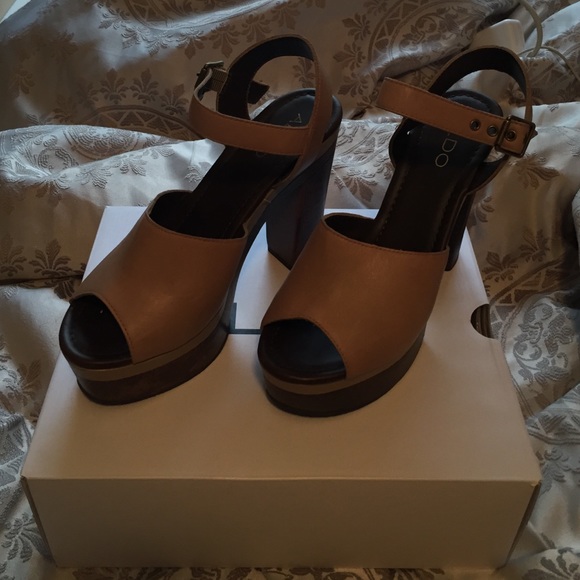 ALDO Leather High Heels with Wood Heels