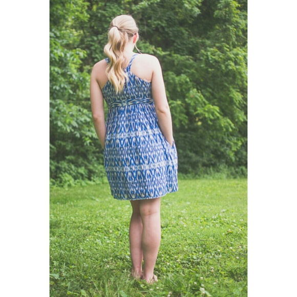 LOFT Blue/White Ikat Sundress with Pockets!