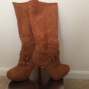 Tan Suede Tall Boots. Sz 9. NWOT. NEVER WORN.