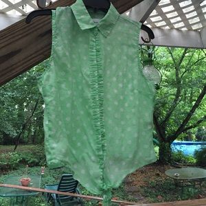 Green and white tie top