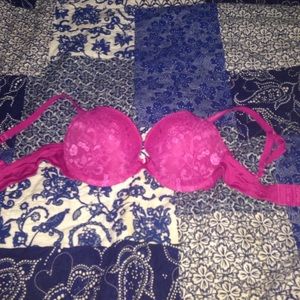 Pink lace light push up bra