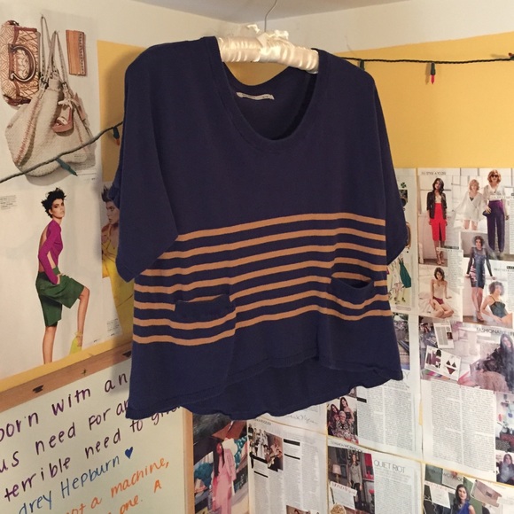 Old Navy Crop Top - navy blue and mustard