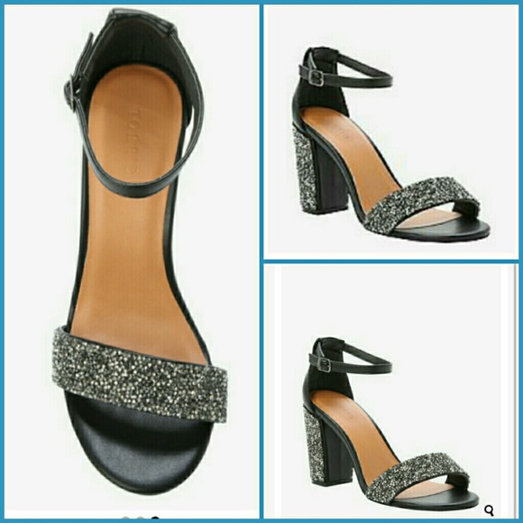 Crushed Stone Ankle Strap Heels