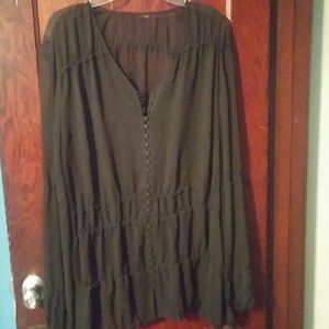 Long sleeve black sheer button down top
