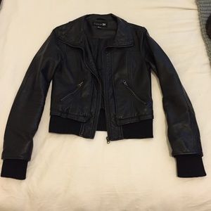 Faux Leather Bomber Jacket