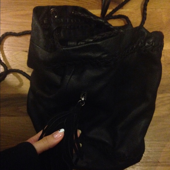 Black leather ZARA backpack