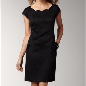 Liz Claiborne Black Scallop-neck Dress w/ Pockets