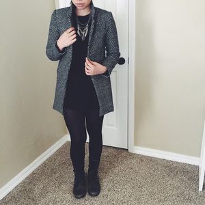 Black and white long jacket