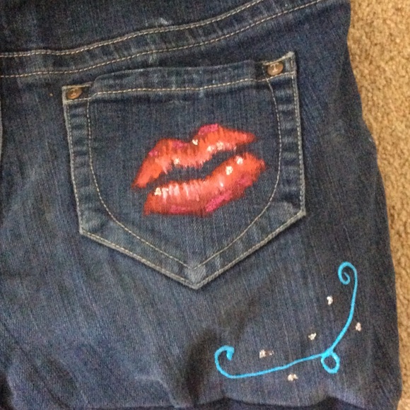 OOAK handmade denim purse painted artistic unique - Picture 3 of 4