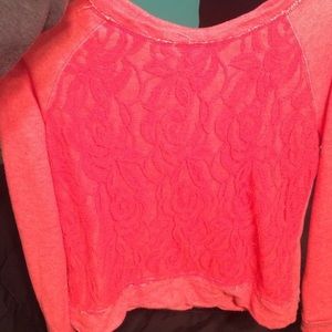 Coral lace sweater