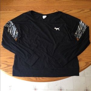 Black Long Sleeve Shirt with Zebra Print