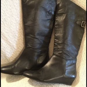 Black leather riding boots