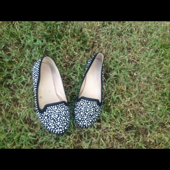 Black jeweled flats (girls size 3)