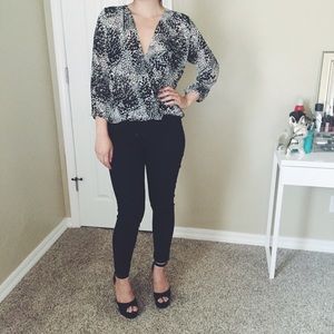Black and white print blouse