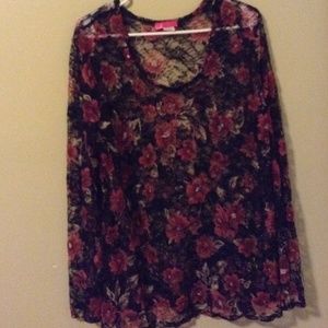 Pink Floral Lace Top