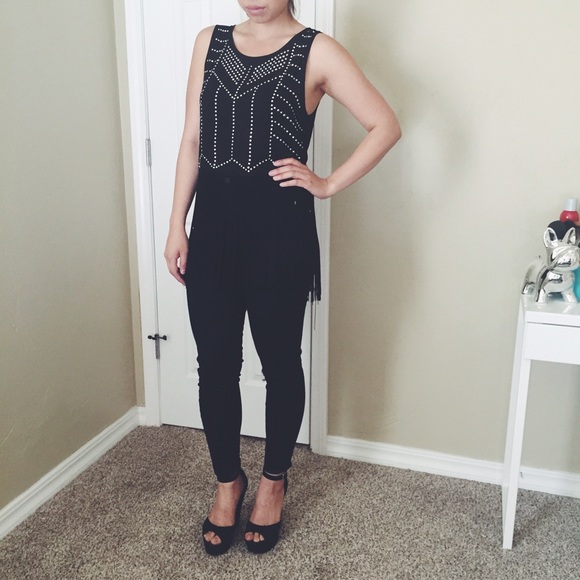 Beautiful rhinestones and fringe top