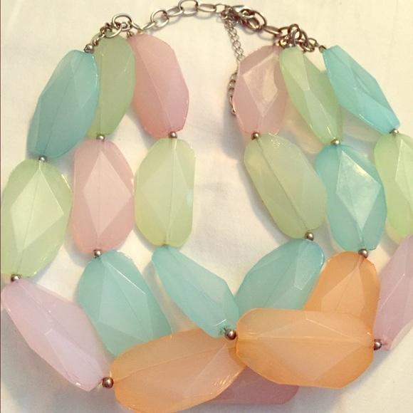 Pastel 3 row statement necklace