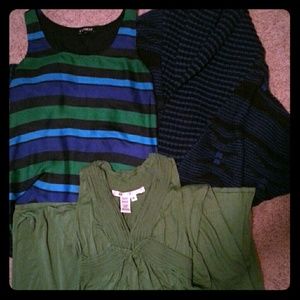 BUNDLE! Express top and sweater with green maxi