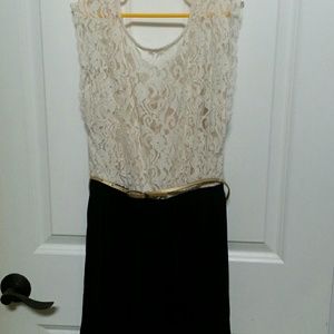 White and Black Lace Dress