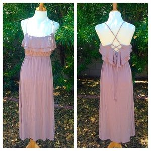 Pale mocha ruffled maxi