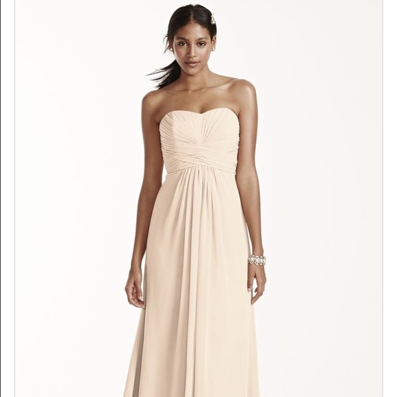 Chiffon Strapless Dress in rose petal pink