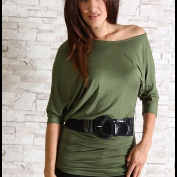 Beautiful olive tunic with black belt- BNWT