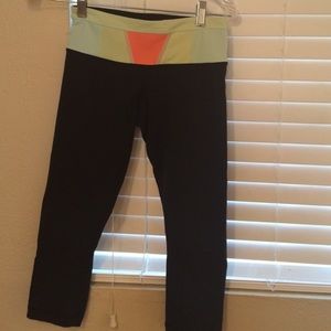 cropped, black lululemons, size 4