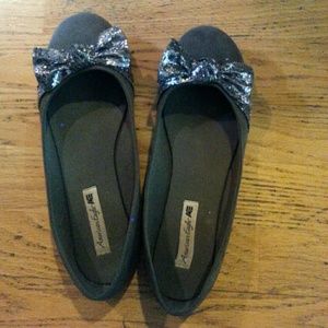 Silver sparkle flats