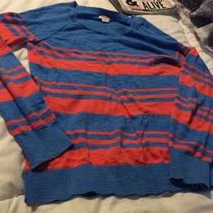 Blue and orange striped sweater
