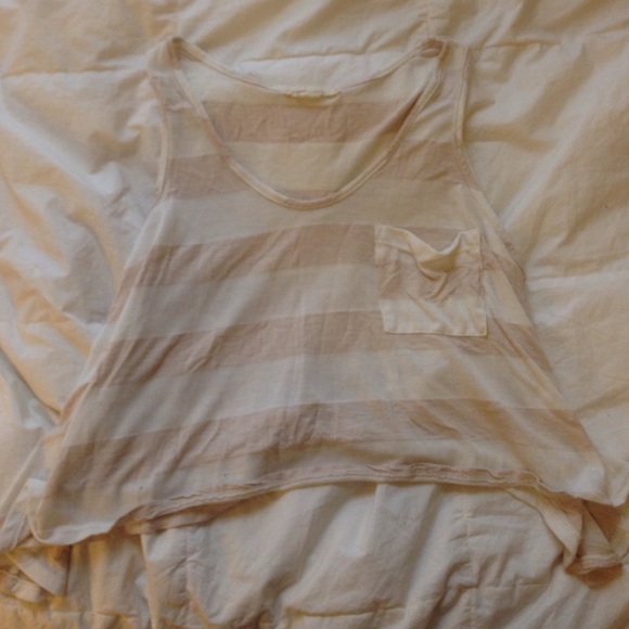 Tan and white stripped tank