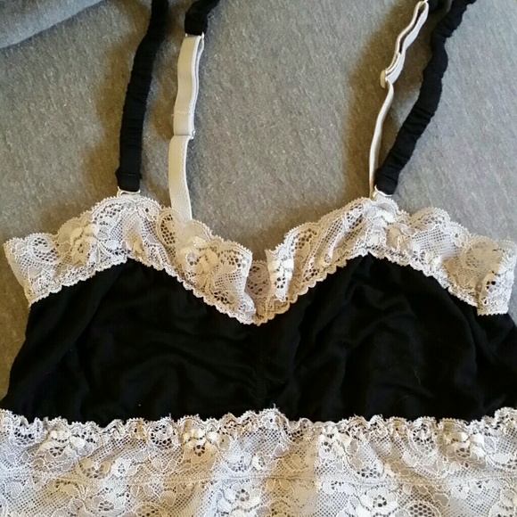 black, gray lace bralette S/M